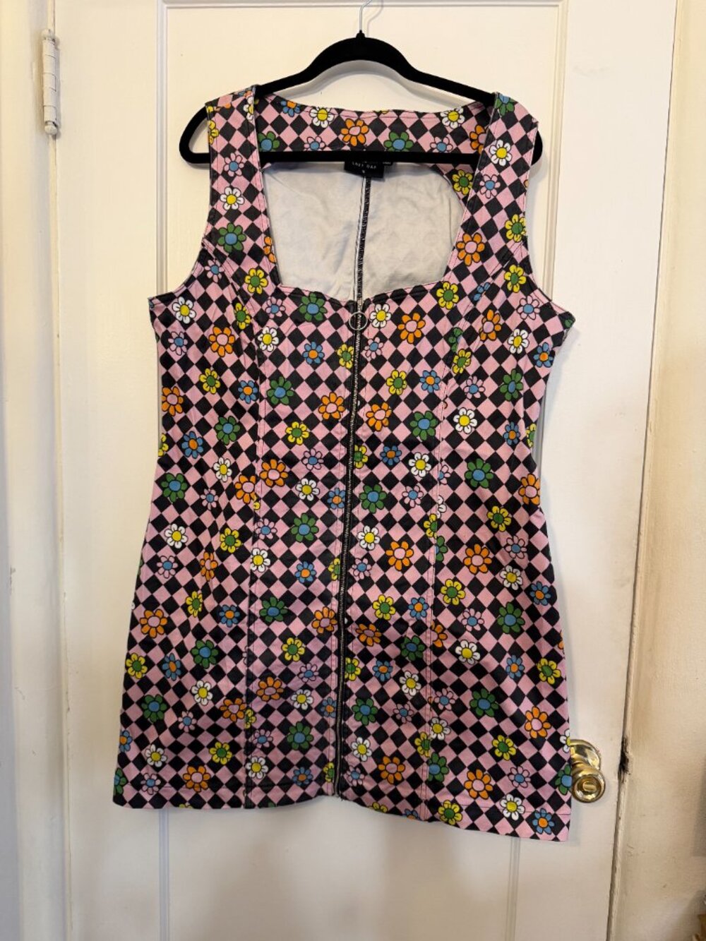 Lazy Oaf - Flower Check Zip Up Dress - 18 - Picture 4 of 7